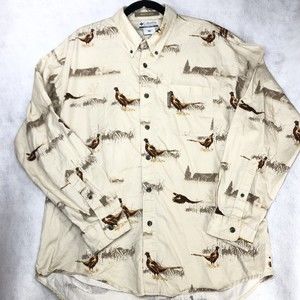 Columbia River Lodge - Pheasant Pattern - Brown Size Large Long Sleeve